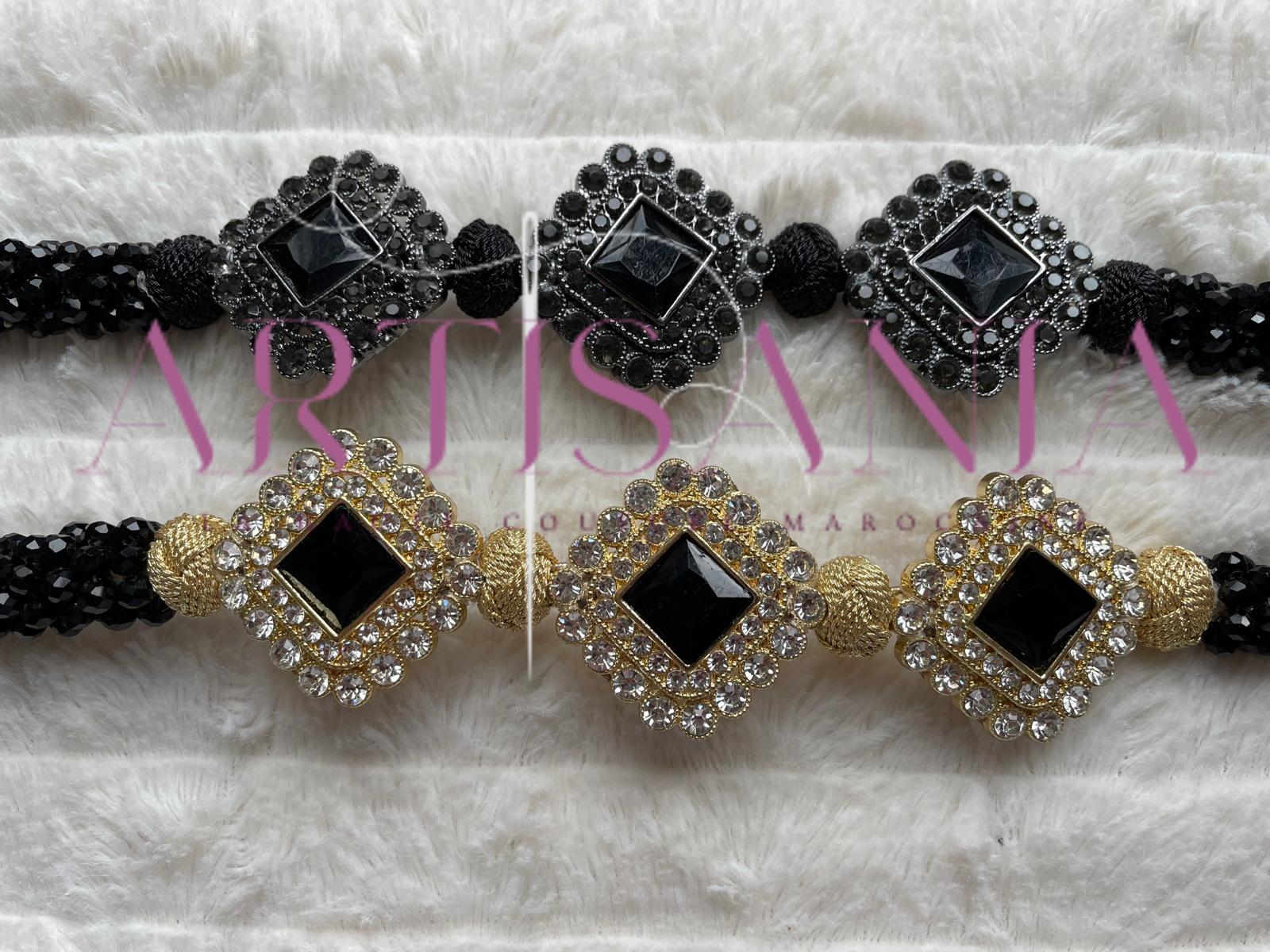 Ceinture métal ajustable - aux perles noires et dorées 🖤✨