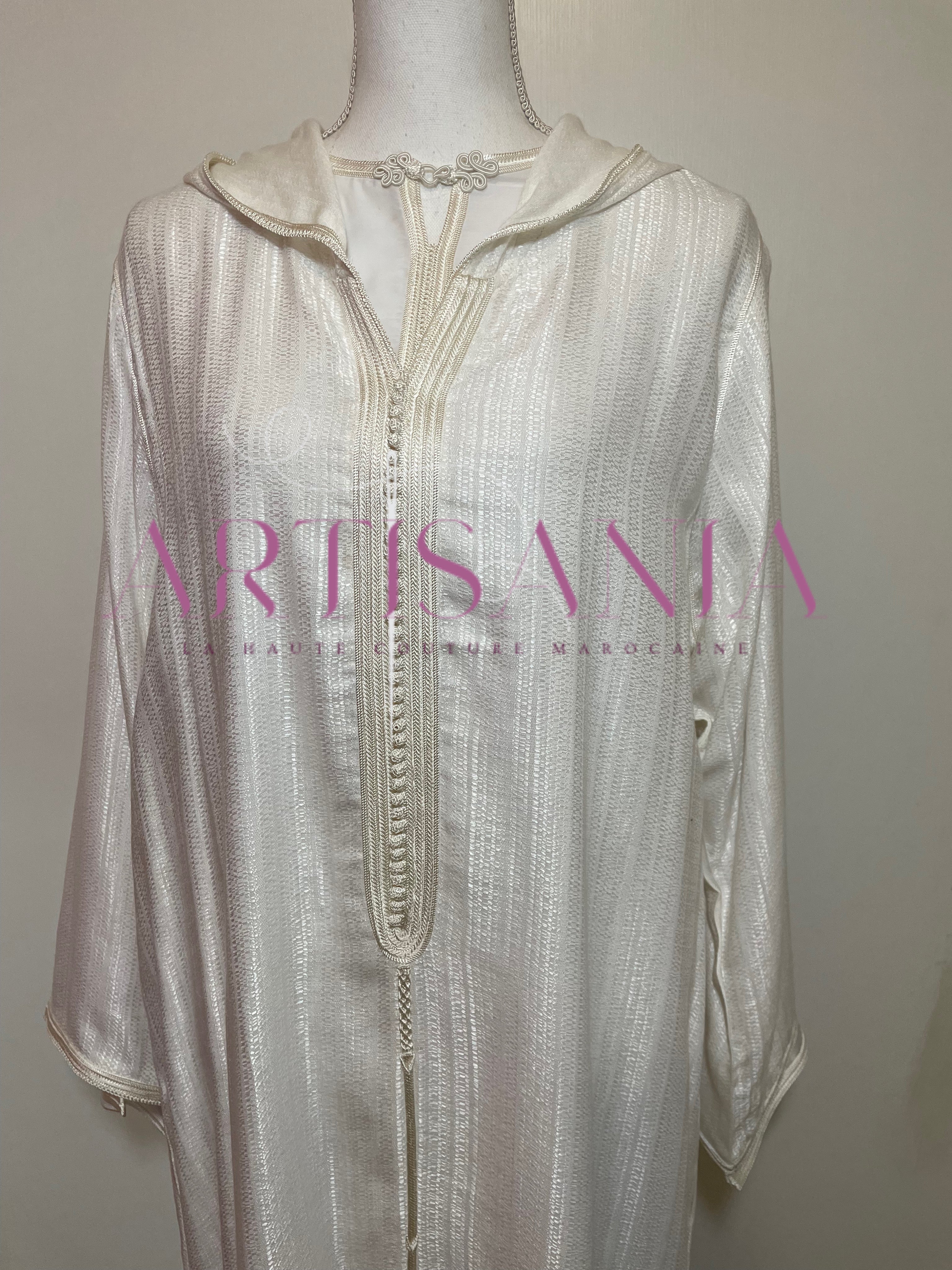 Jellaba marocaine blanche deux pièces - modèle Leonie 🪡🤍