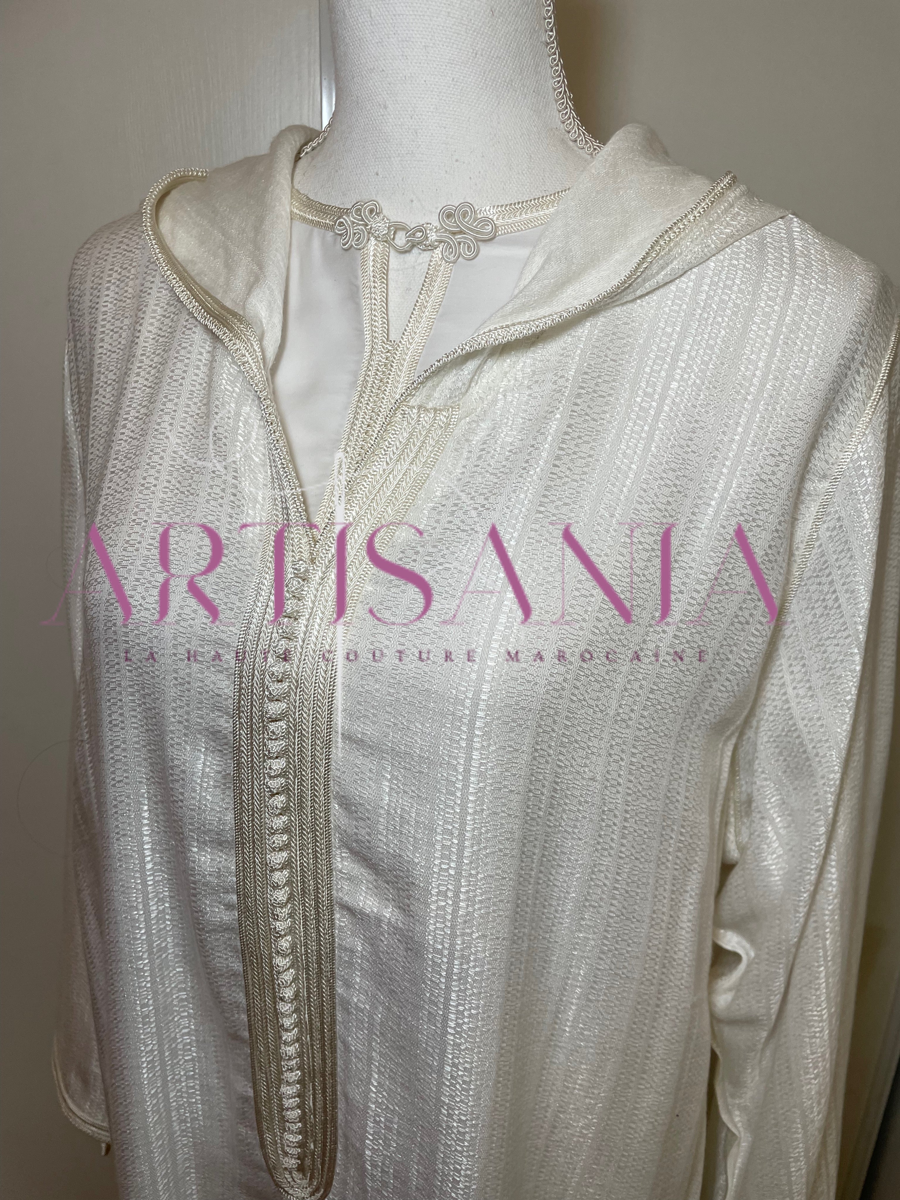 Jellaba marocaine blanche deux pièces - modèle Leonie 🪡🤍