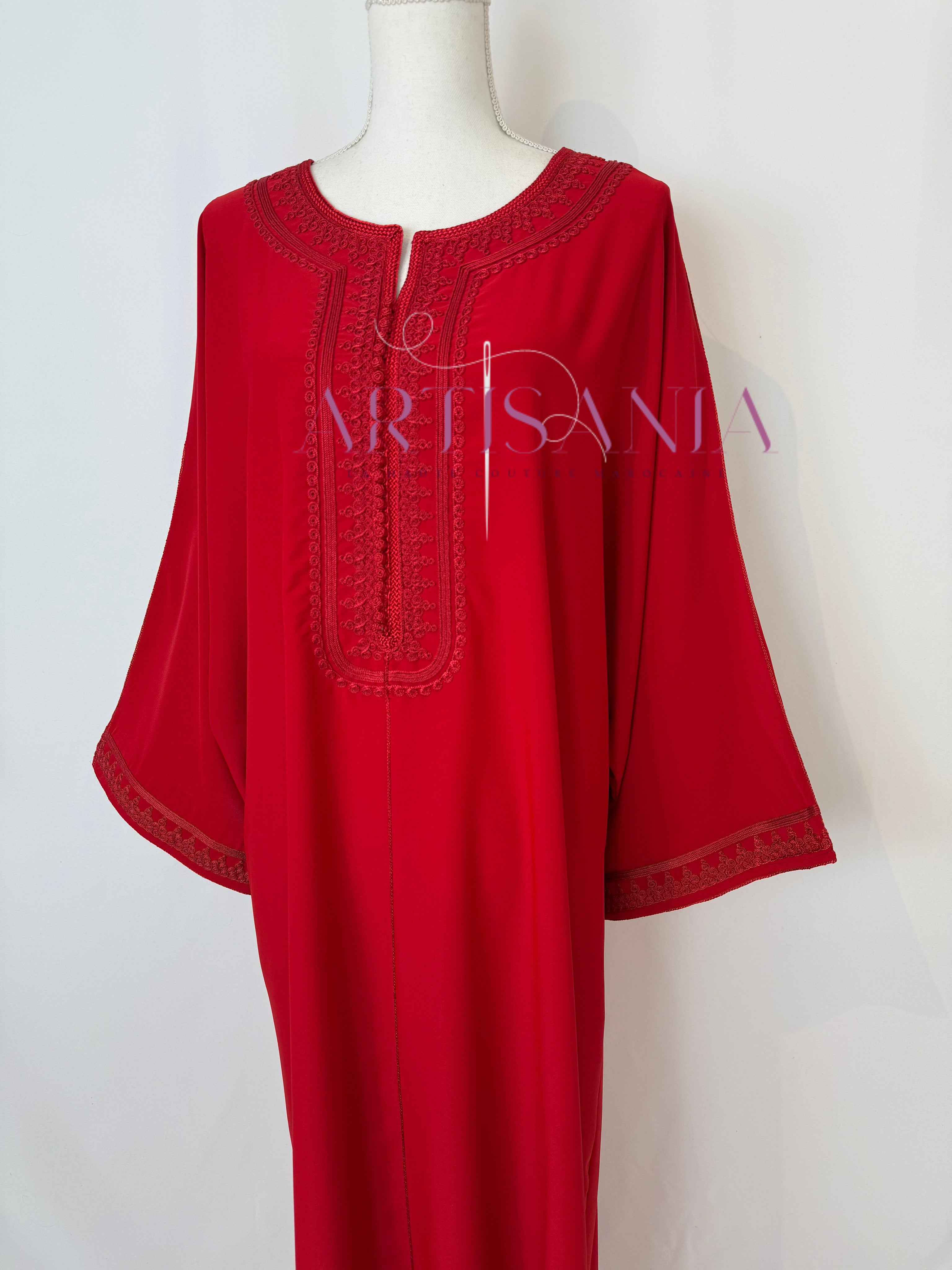 Gandoura marocaine simple couleur unie - modèle Mia