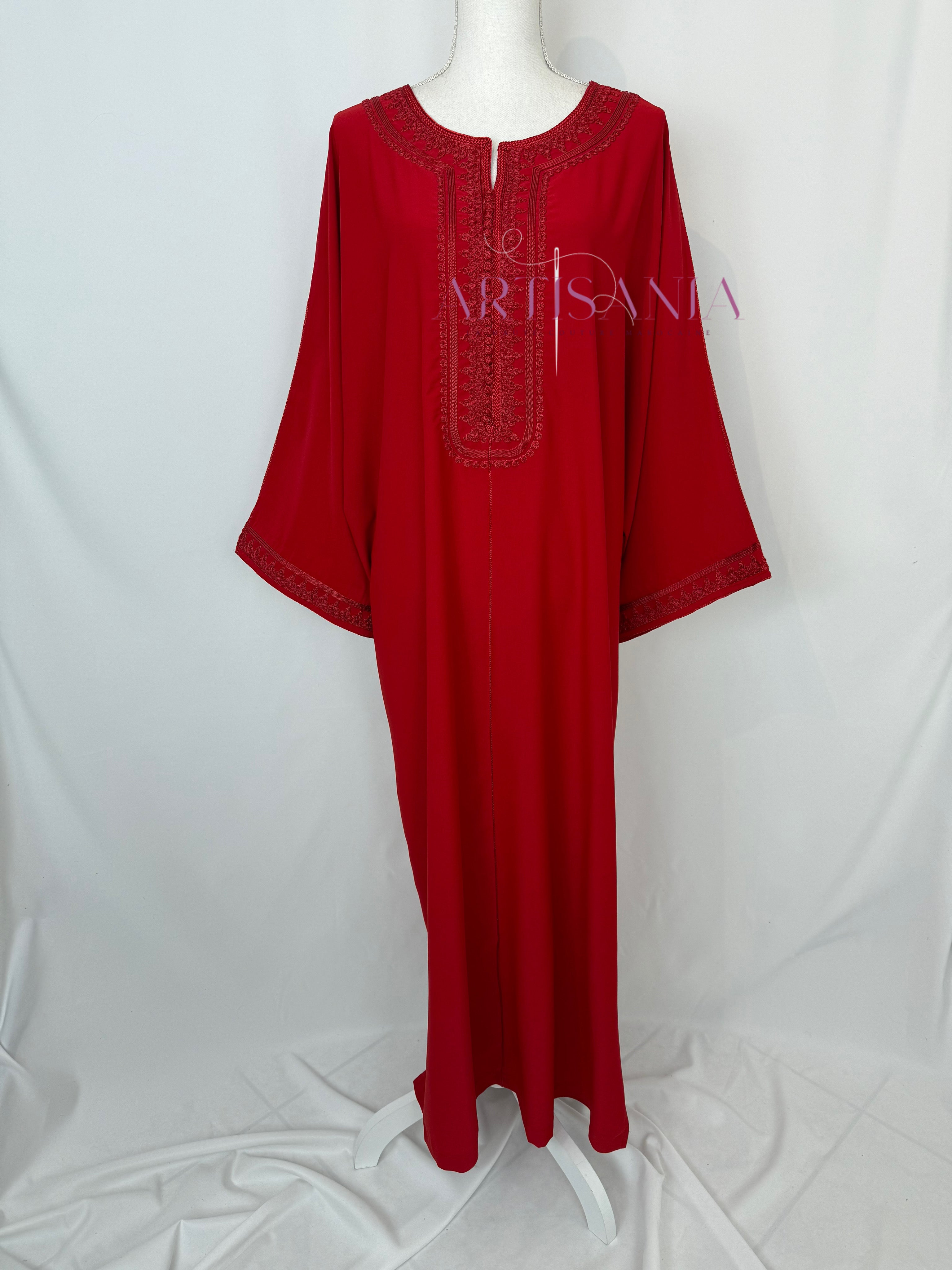 Gandoura marocaine simple couleur unie - modèle Mia