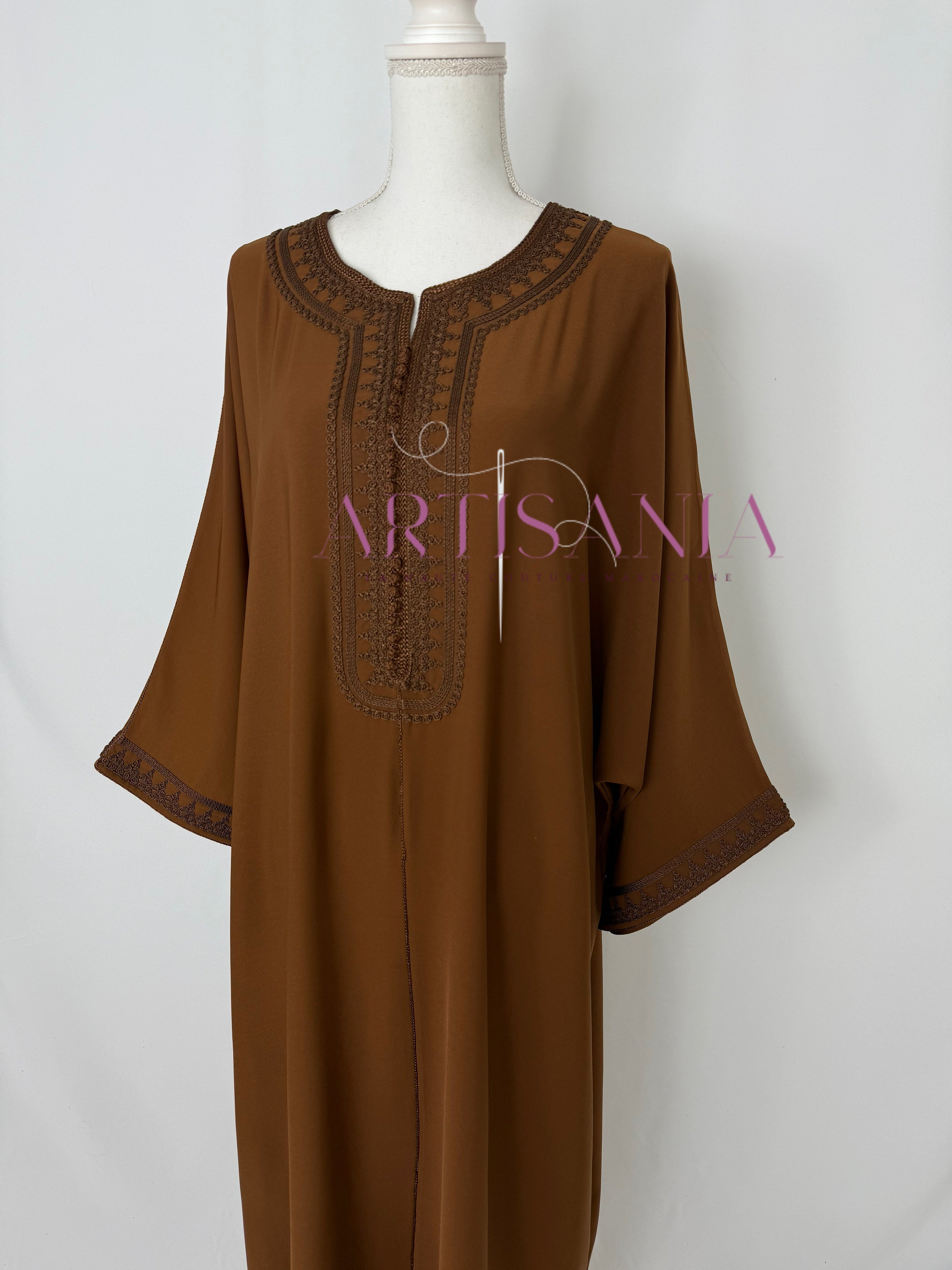 Gandoura marocaine simple couleur unie - modèle Mia