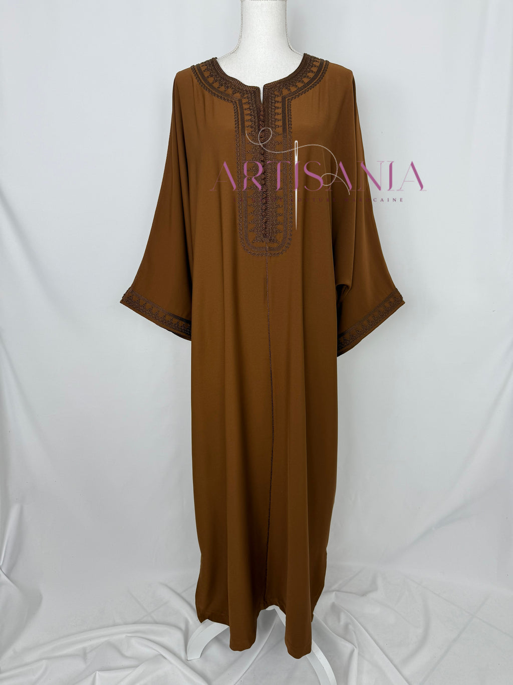 Gandoura marocaine simple couleur unie - modèle Mia