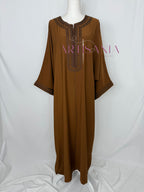 Gandoura marocaine simple couleur unie - modèle Mia