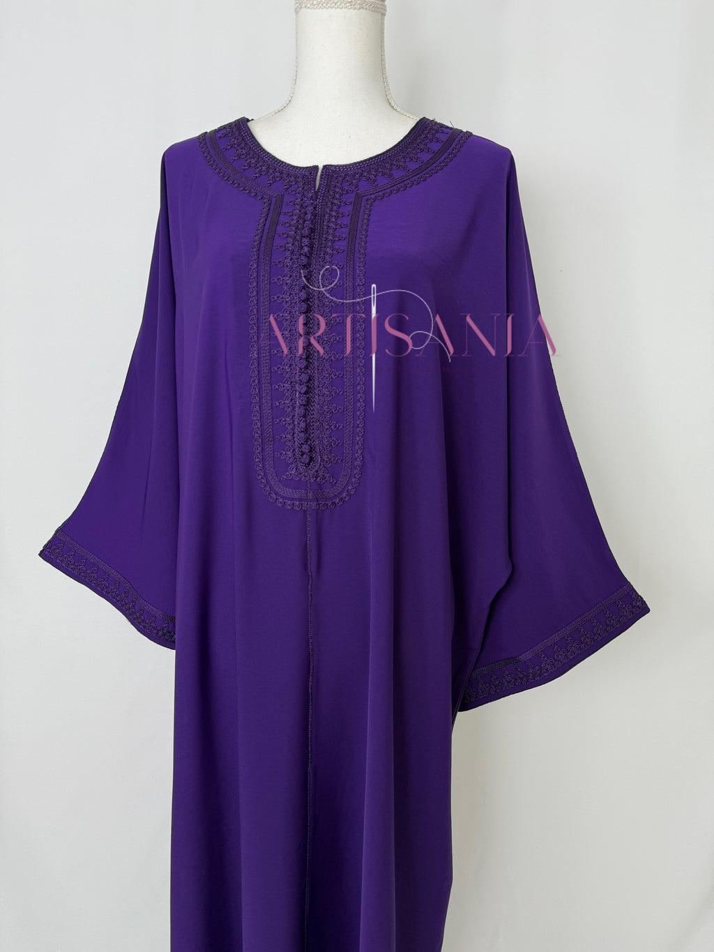 Gandoura marocaine simple couleur unie - modèle Mia