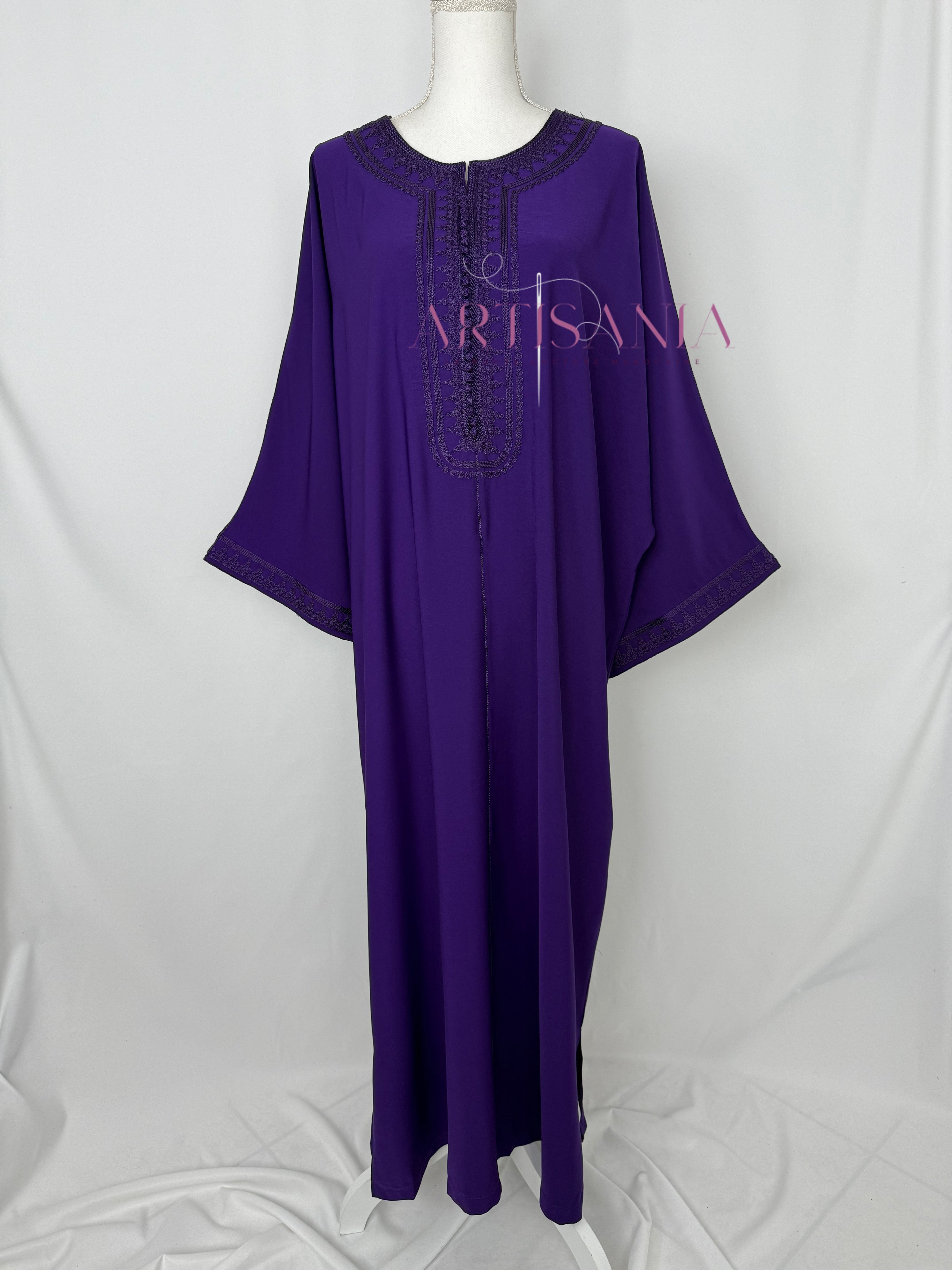 Gandoura marocaine simple couleur unie - modèle Mia