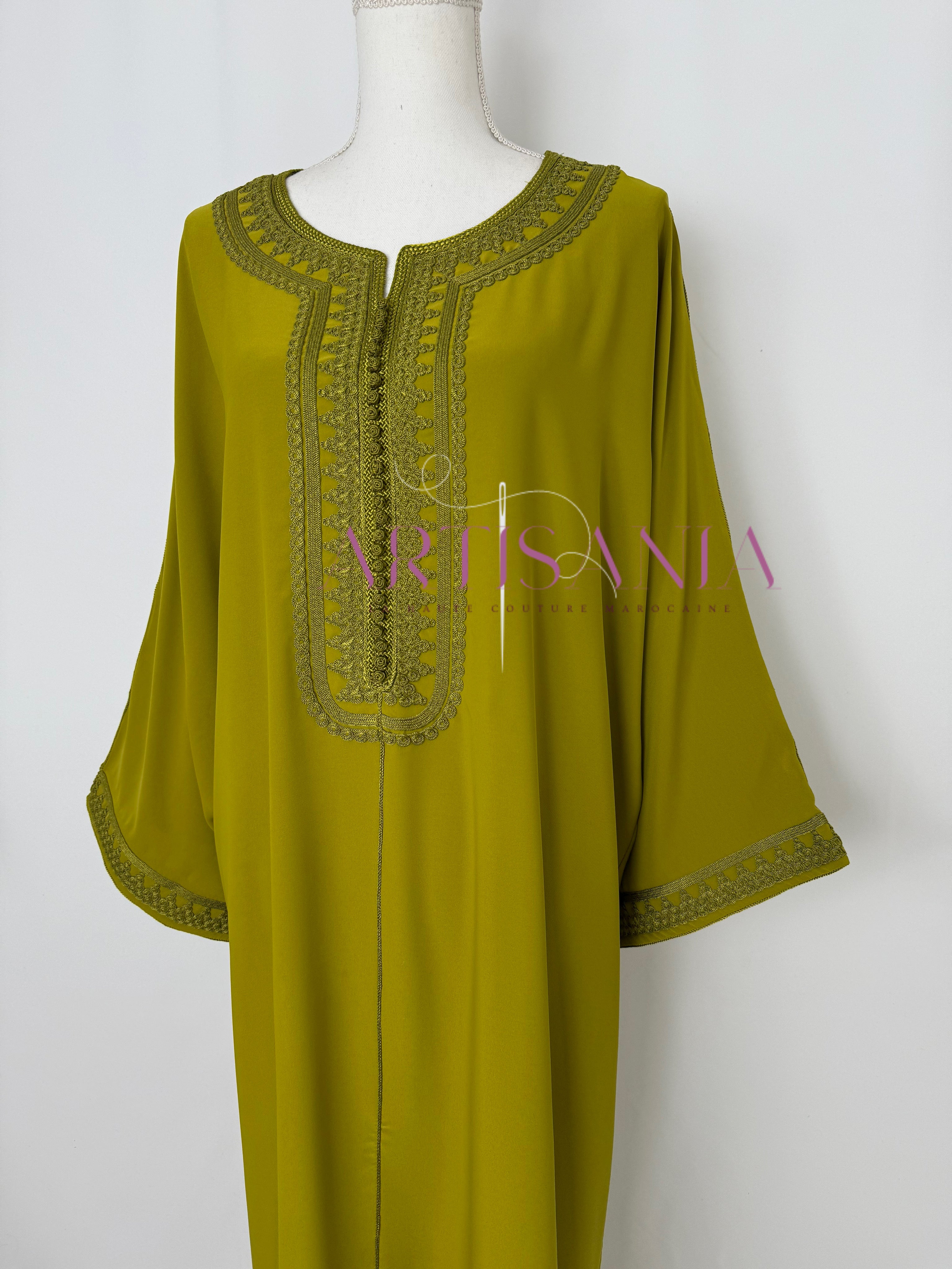 Gandoura marocaine simple couleur unie - modèle Mia