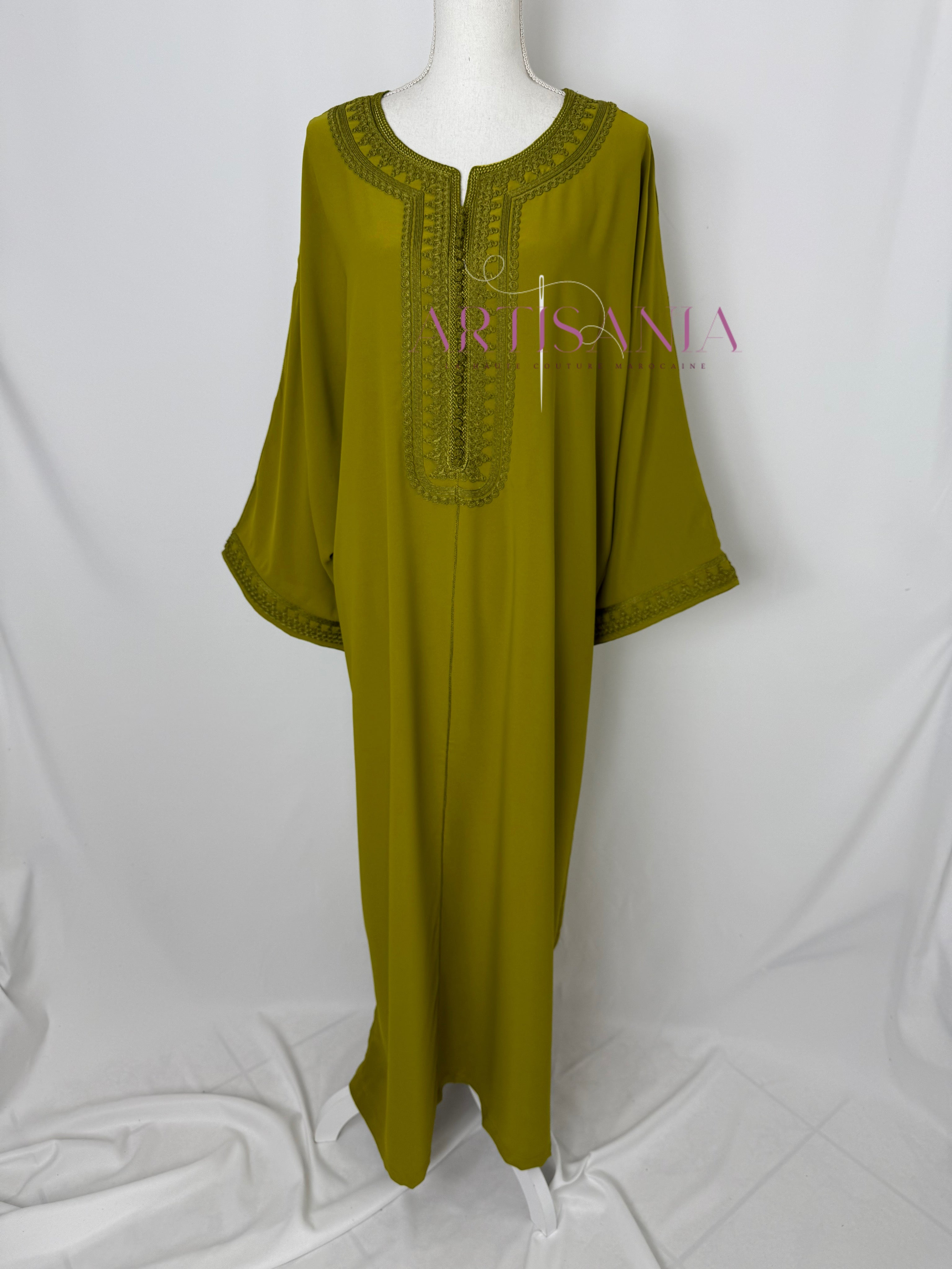 Gandoura marocaine simple couleur unie - modèle Mia