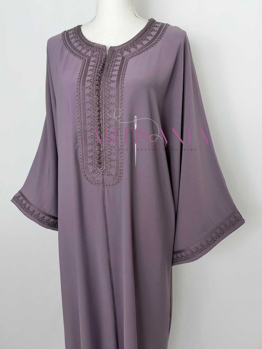 Gandoura marocaine simple couleur unie - modèle Mia