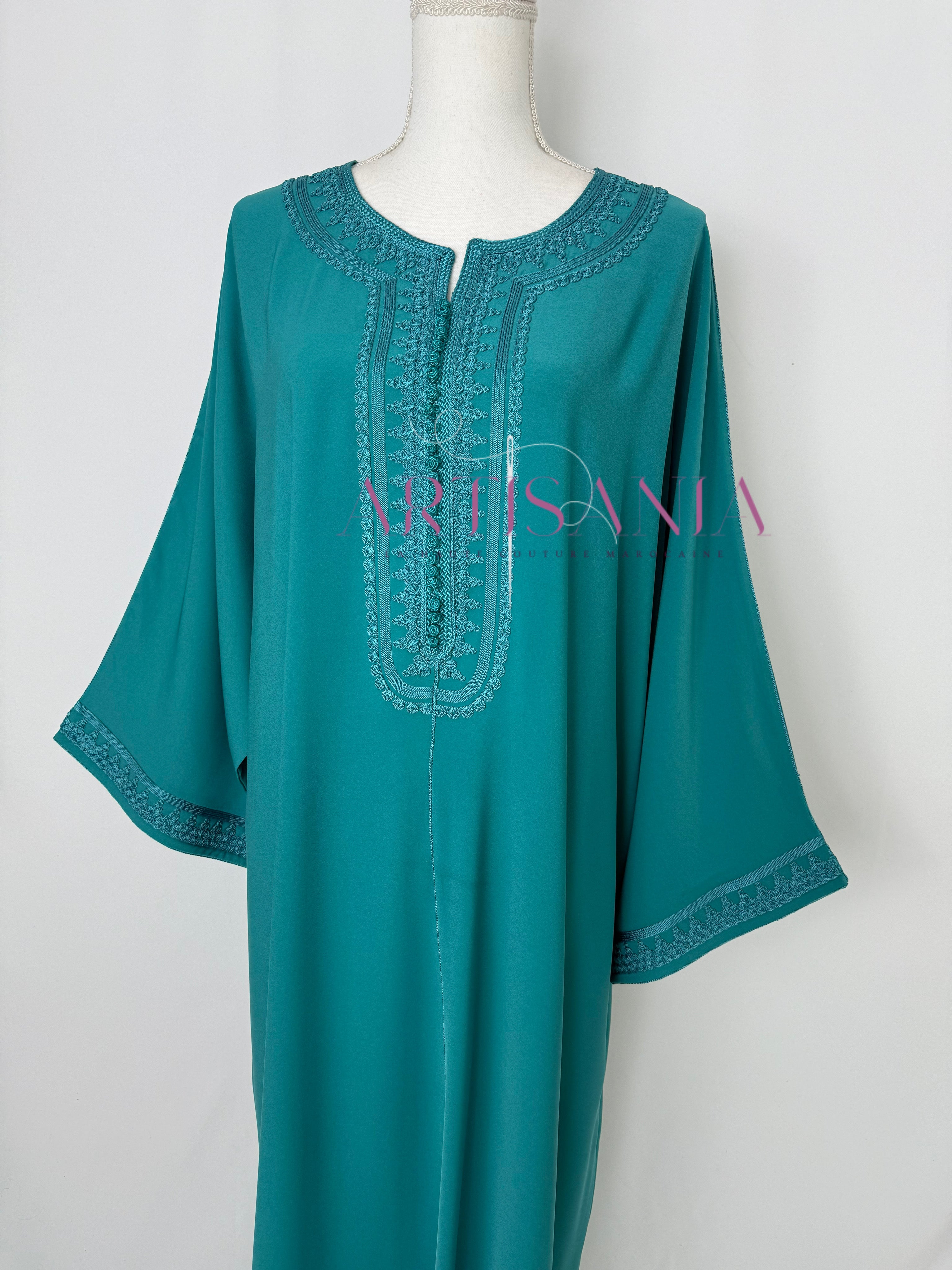 Gandoura marocaine simple couleur unie - modèle Mia