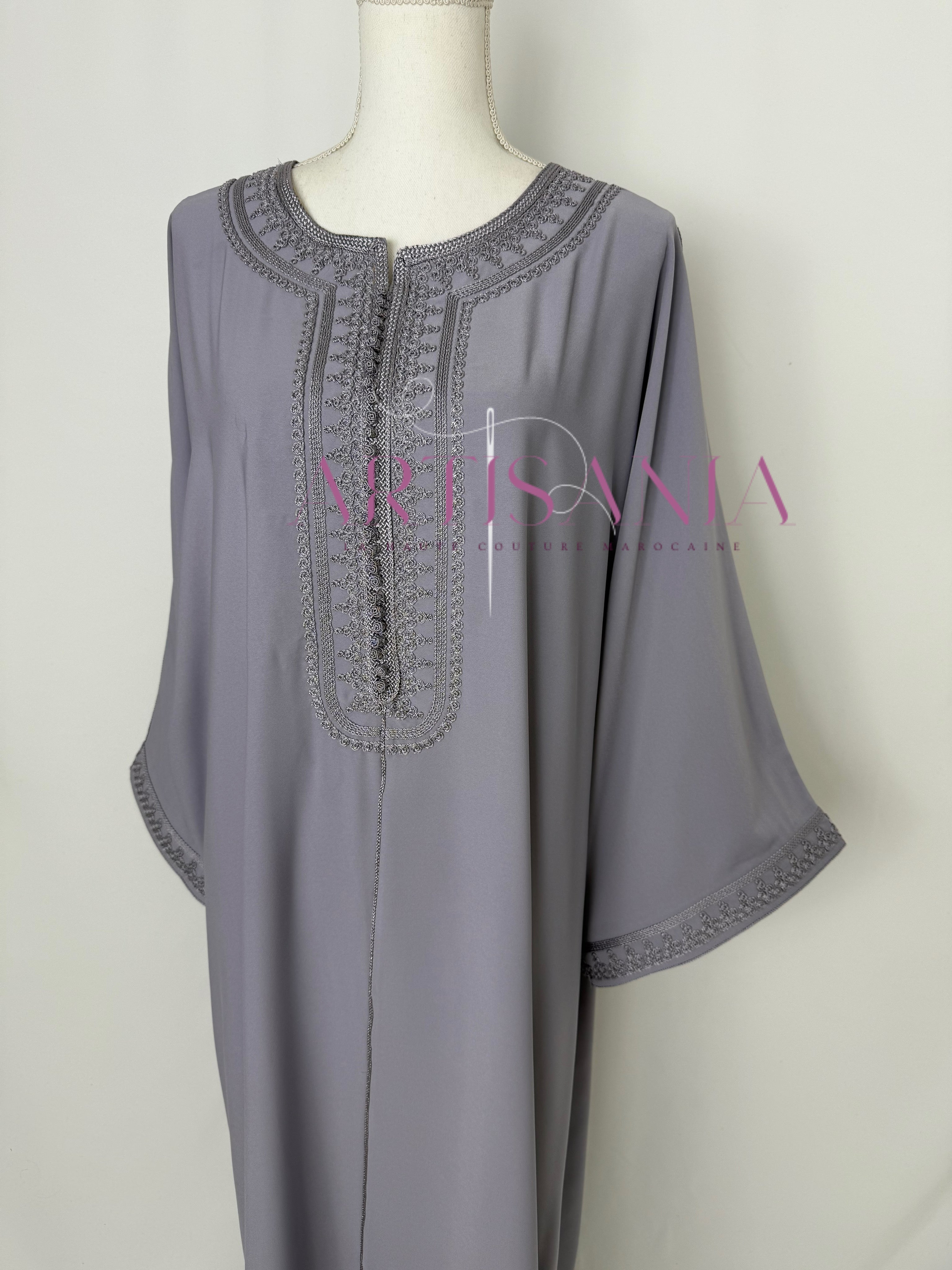 Gandoura marocaine simple couleur unie - modèle Mia