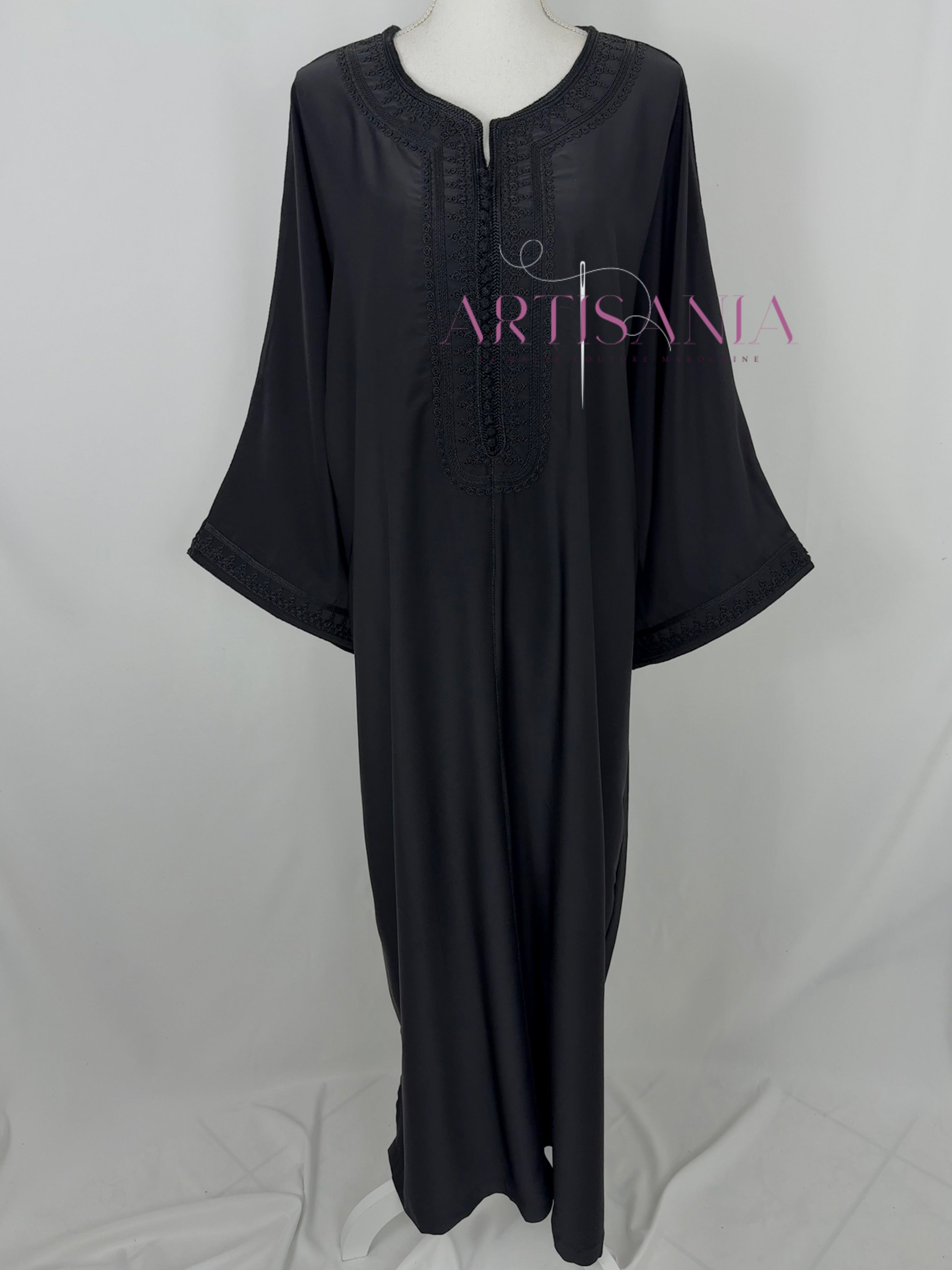 Gandoura marocaine simple couleur unie - modèle Mia