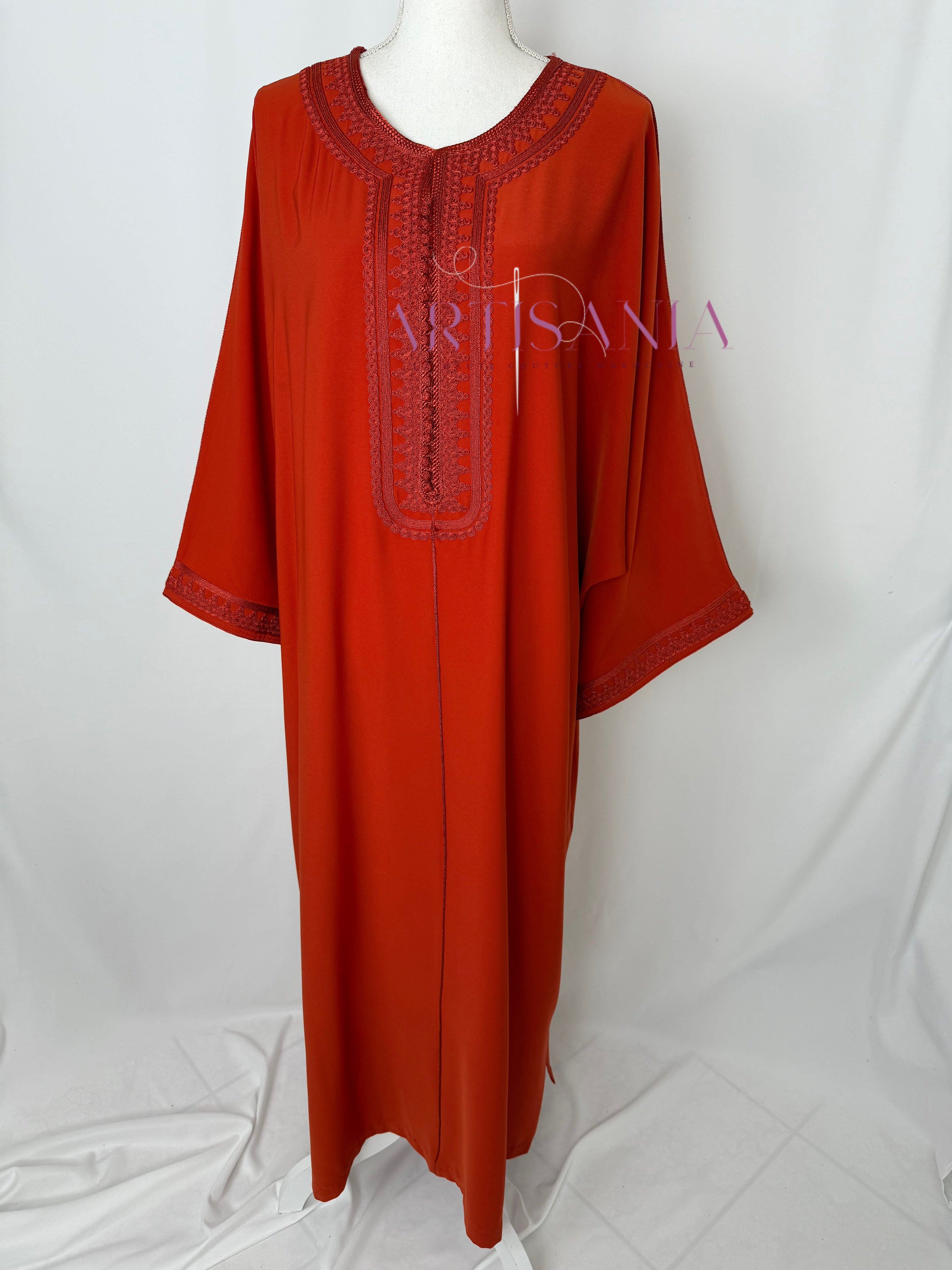 Gandoura marocaine simple couleur unie - modèle Mia