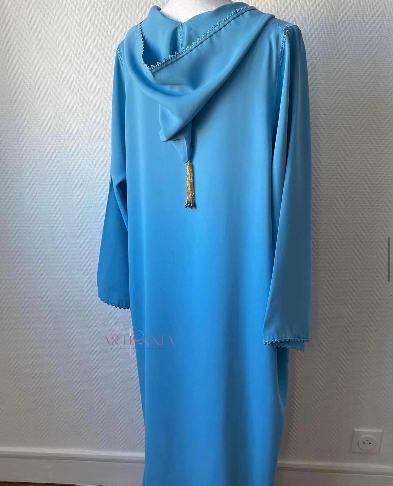 Jellaba marocaine une pièce faite main travail randa - modèle Amna 🌸