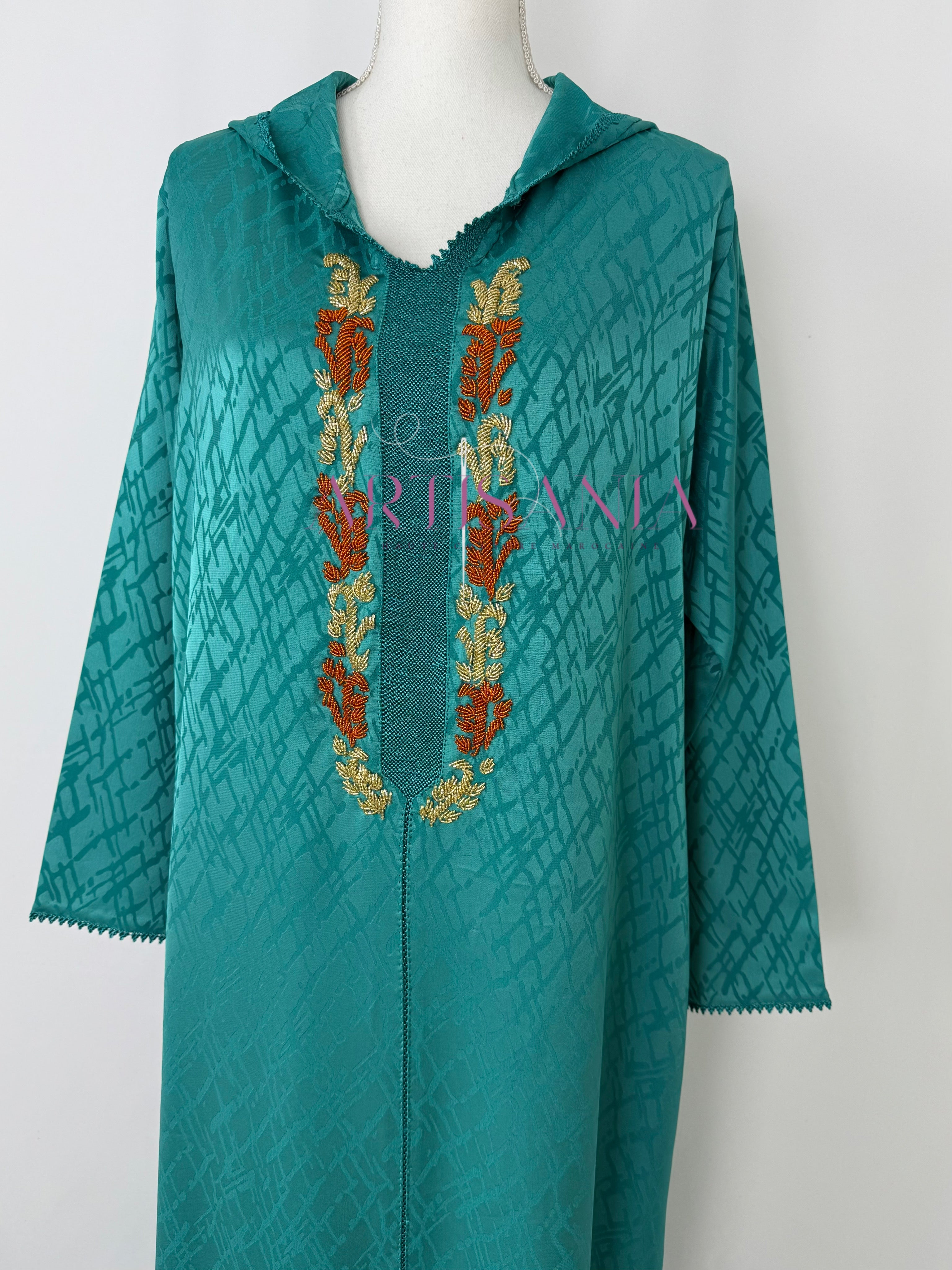 Jellaba une pièce randa + perles - modèle Najia ✨