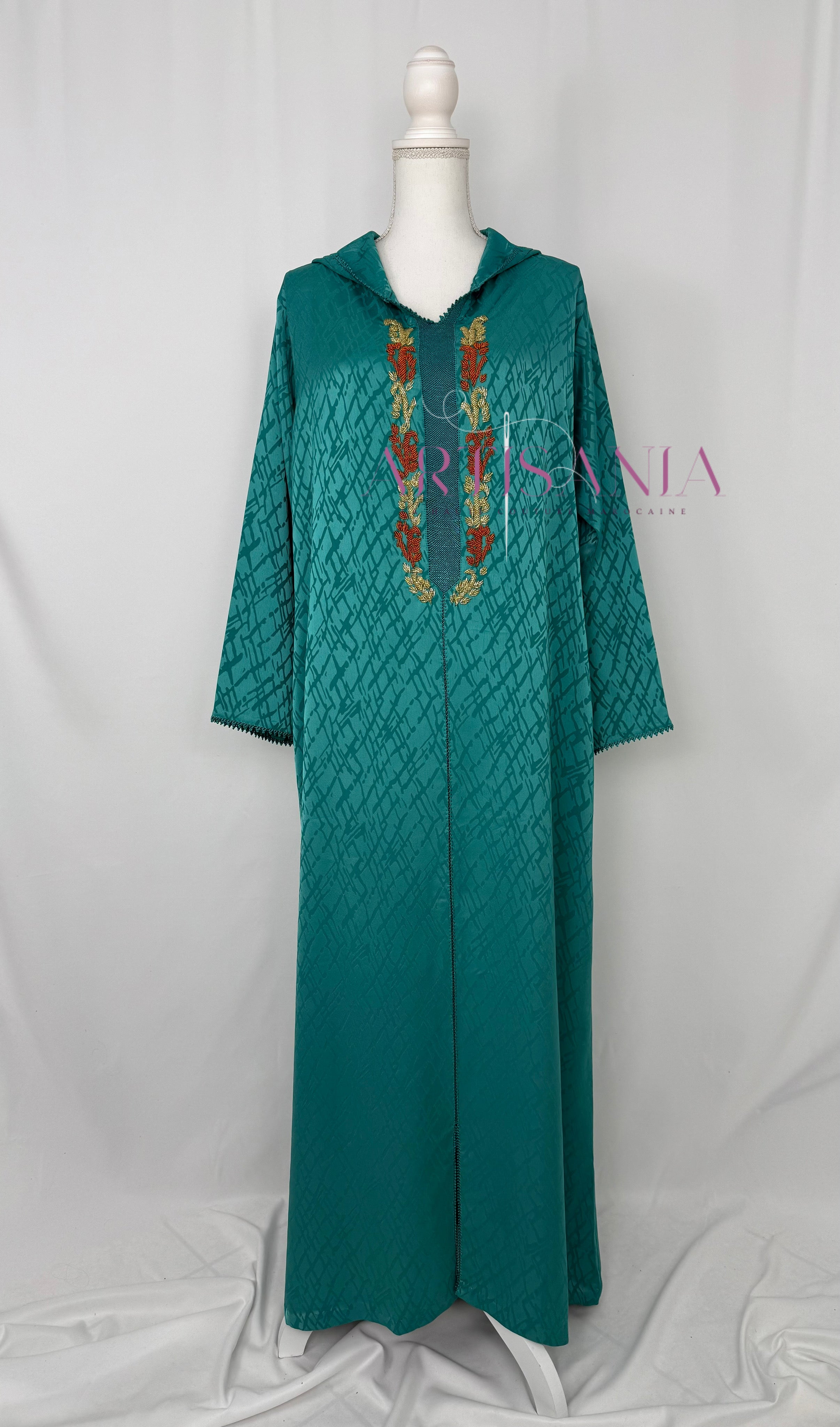 Jellaba une pièce randa + perles - modèle Najia ✨