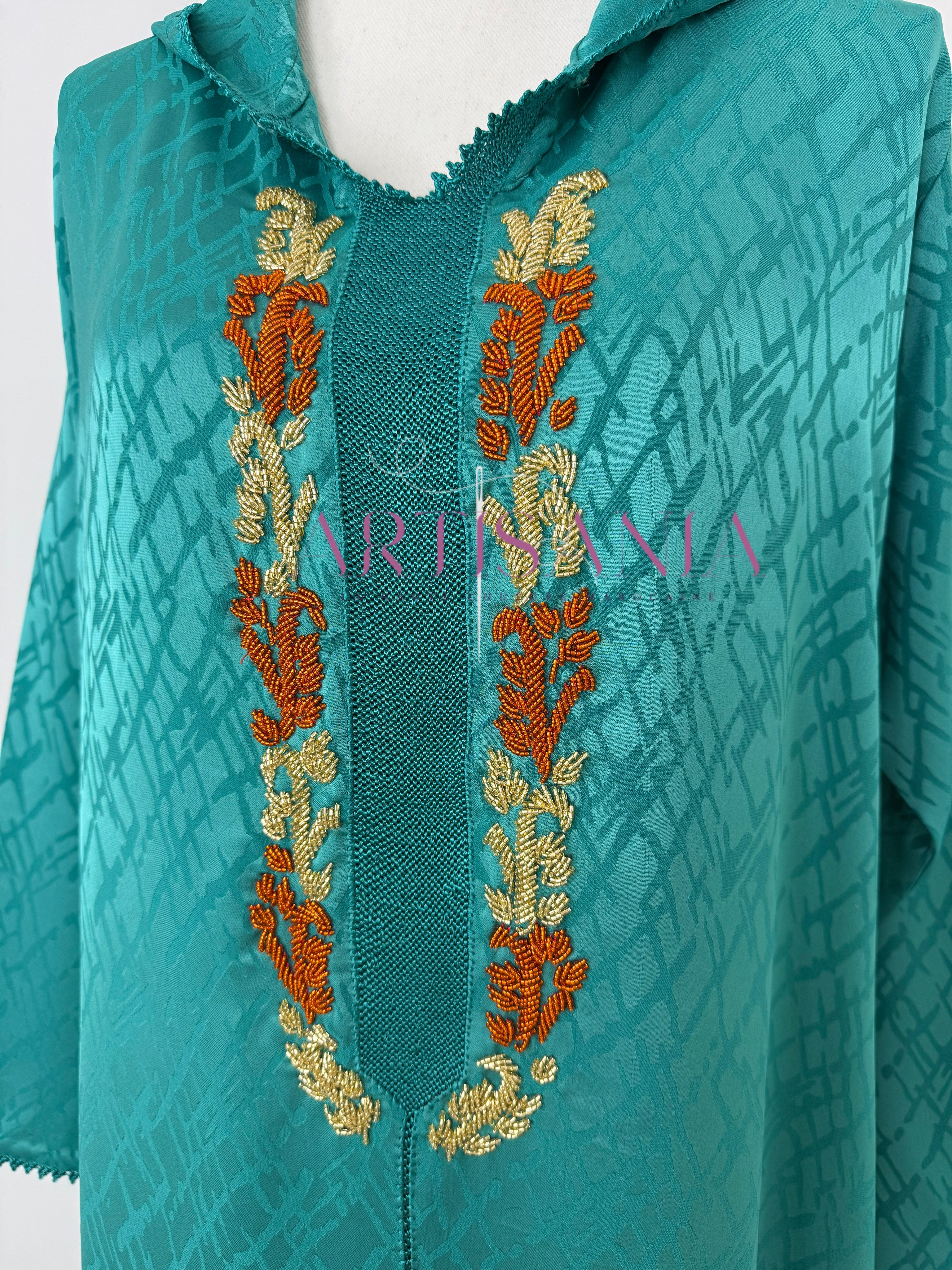 Jellaba une pièce randa + perles - modèle Najia ✨