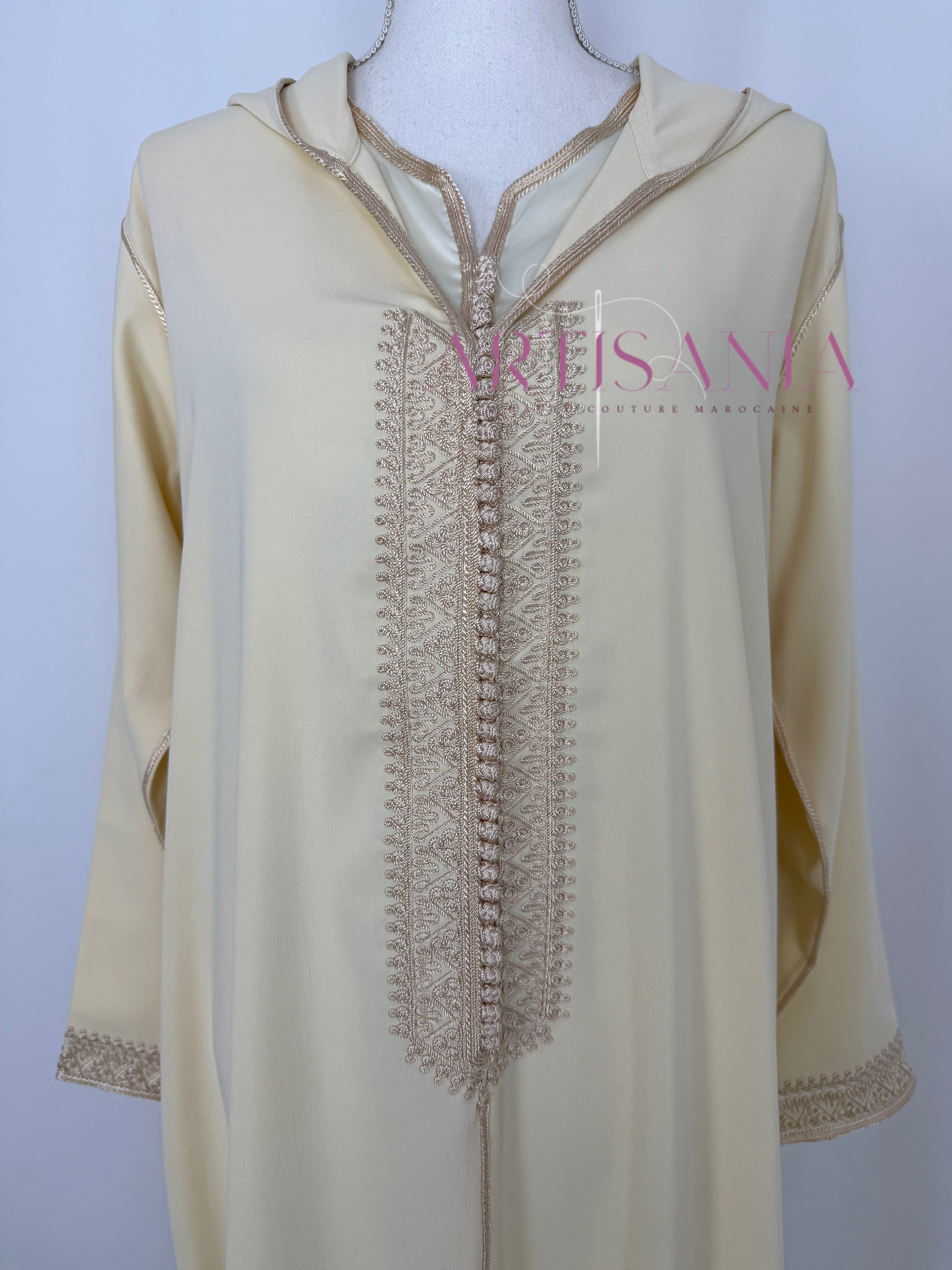 Jellaba marocaine deux pièces blanc cassé / crème - modèle Célia 🤍