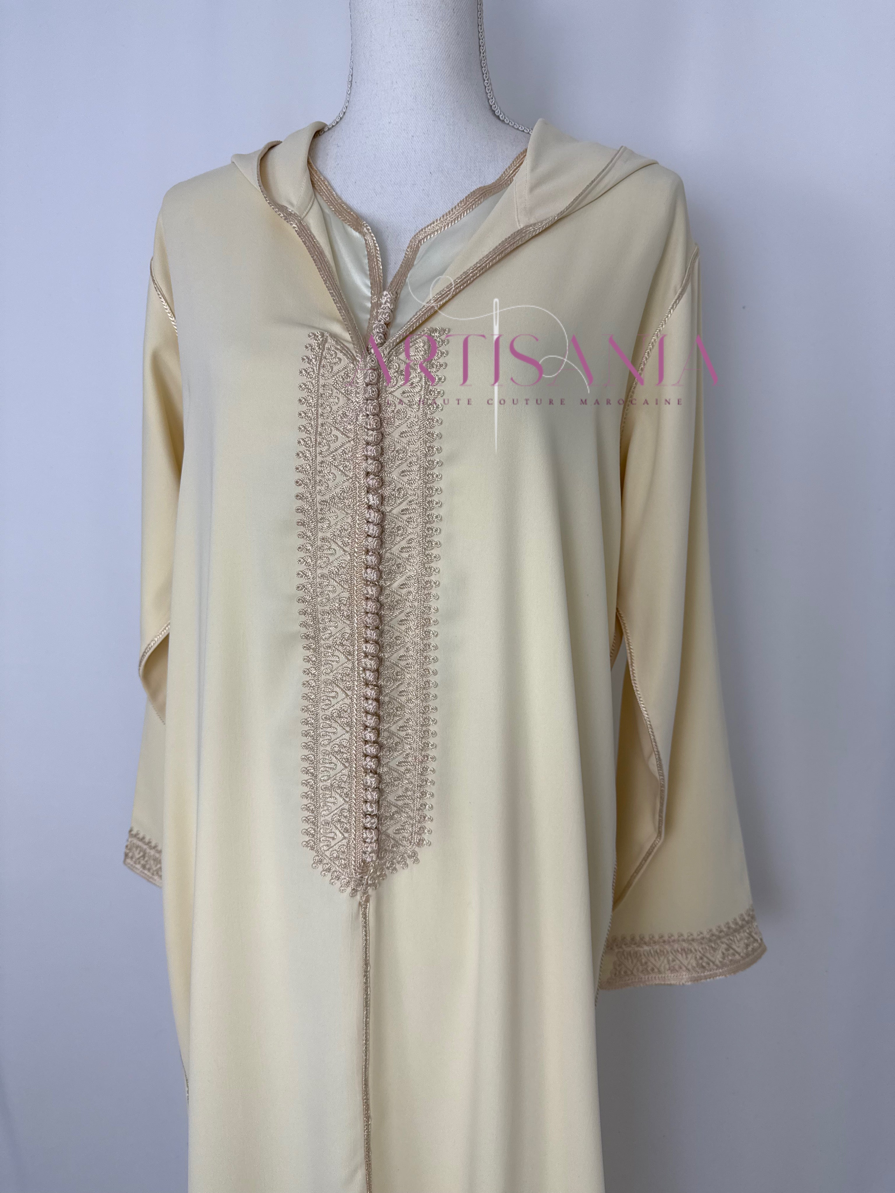 Jellaba marocaine deux pièces blanc cassé / crème - modèle Célia 🤍