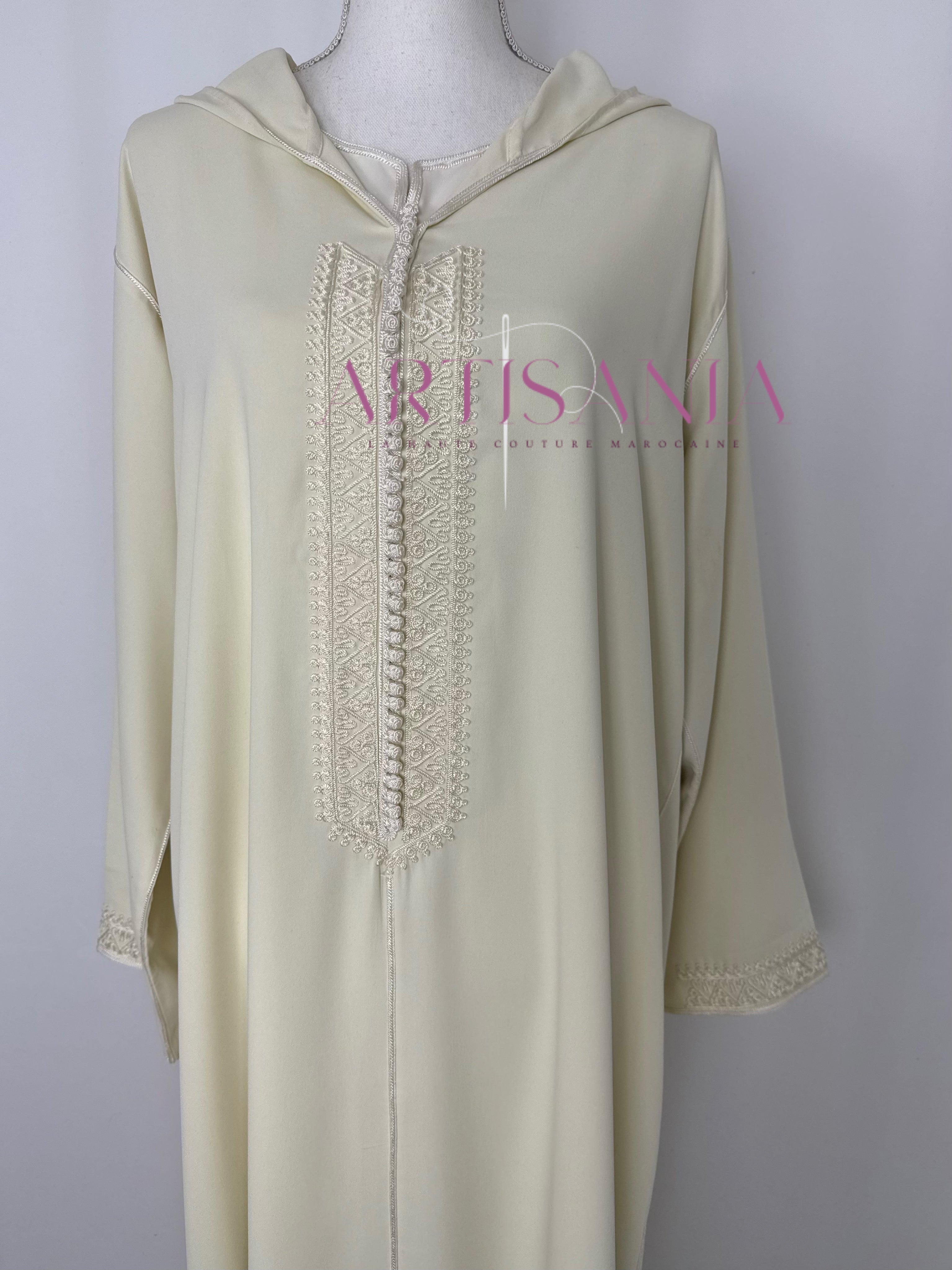 Jellaba marocaine deux pièces blanc cassé / crème - modèle Célia 🤍
