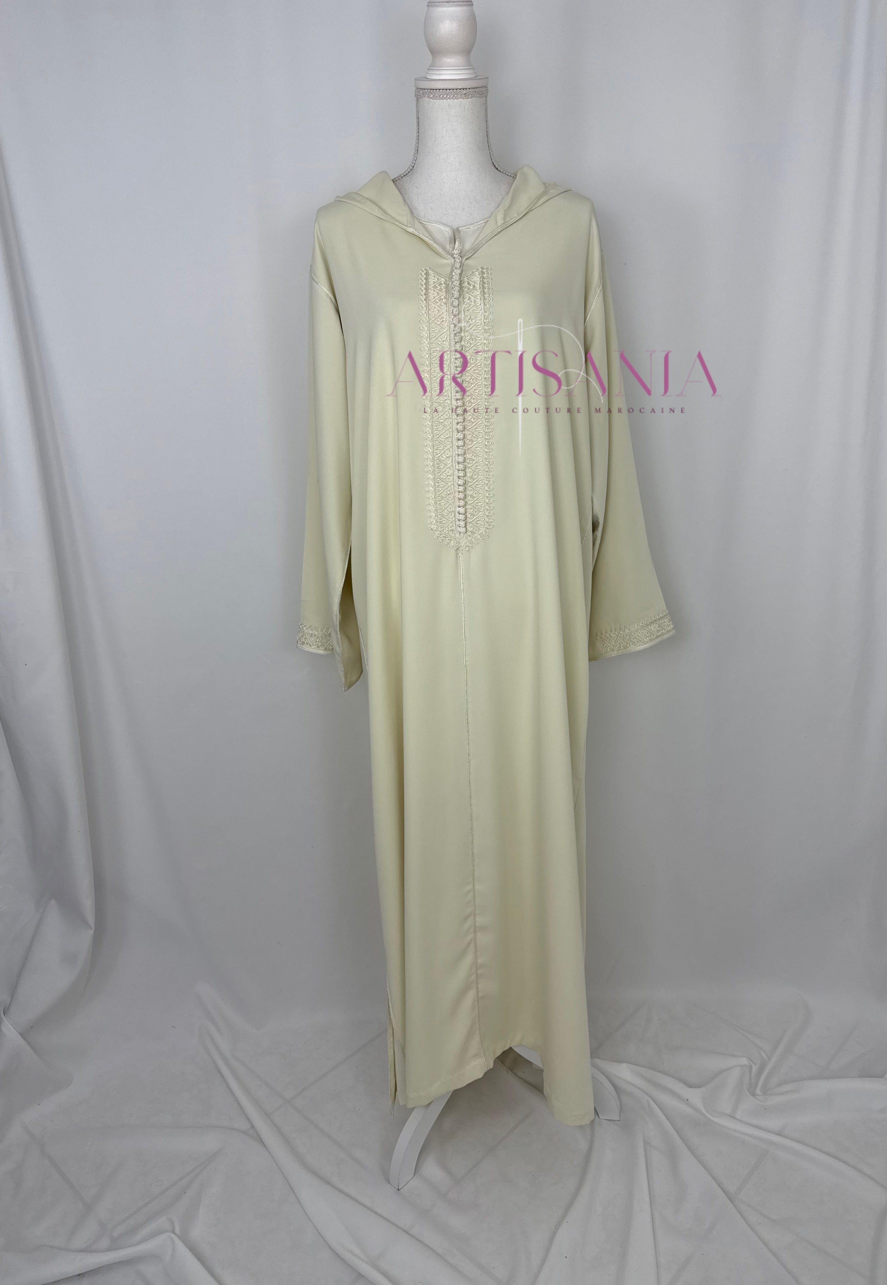Jellaba marocaine deux pièces blanc cassé / crème - modèle Célia 🤍