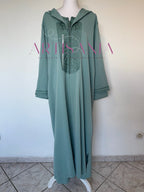 Jellaba marocaine deux pièces couleur unie - modèle Inaya