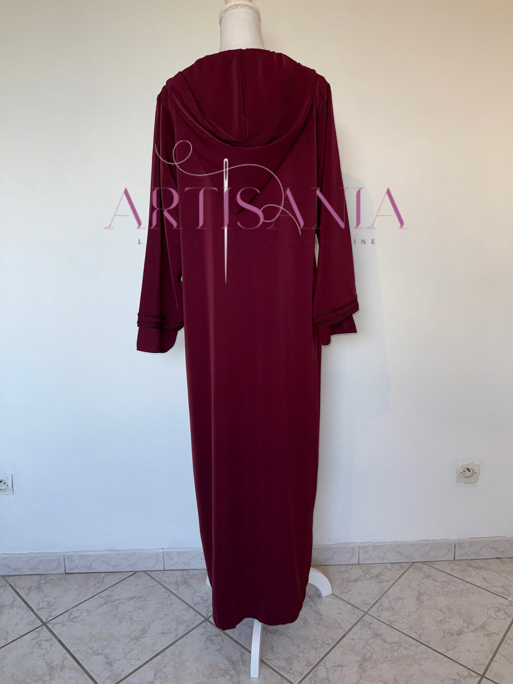 Jellaba marocaine deux pièces couleur unie - modèle Inaya