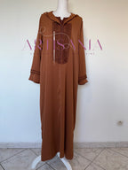 Jellaba marocaine deux pièces couleur unie - modèle Inaya