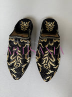 Babouche compensée marocaine brodée - modèle Hana