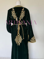 Takchita marocaine vert royal en velours - modèle Saadia 💚🩷✨