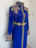 Caftan marocain col officier avec une touche doré - modèle Selma ✨