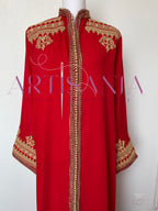 Caftan marocain col officier avec une touche doré - modèle Selma ✨