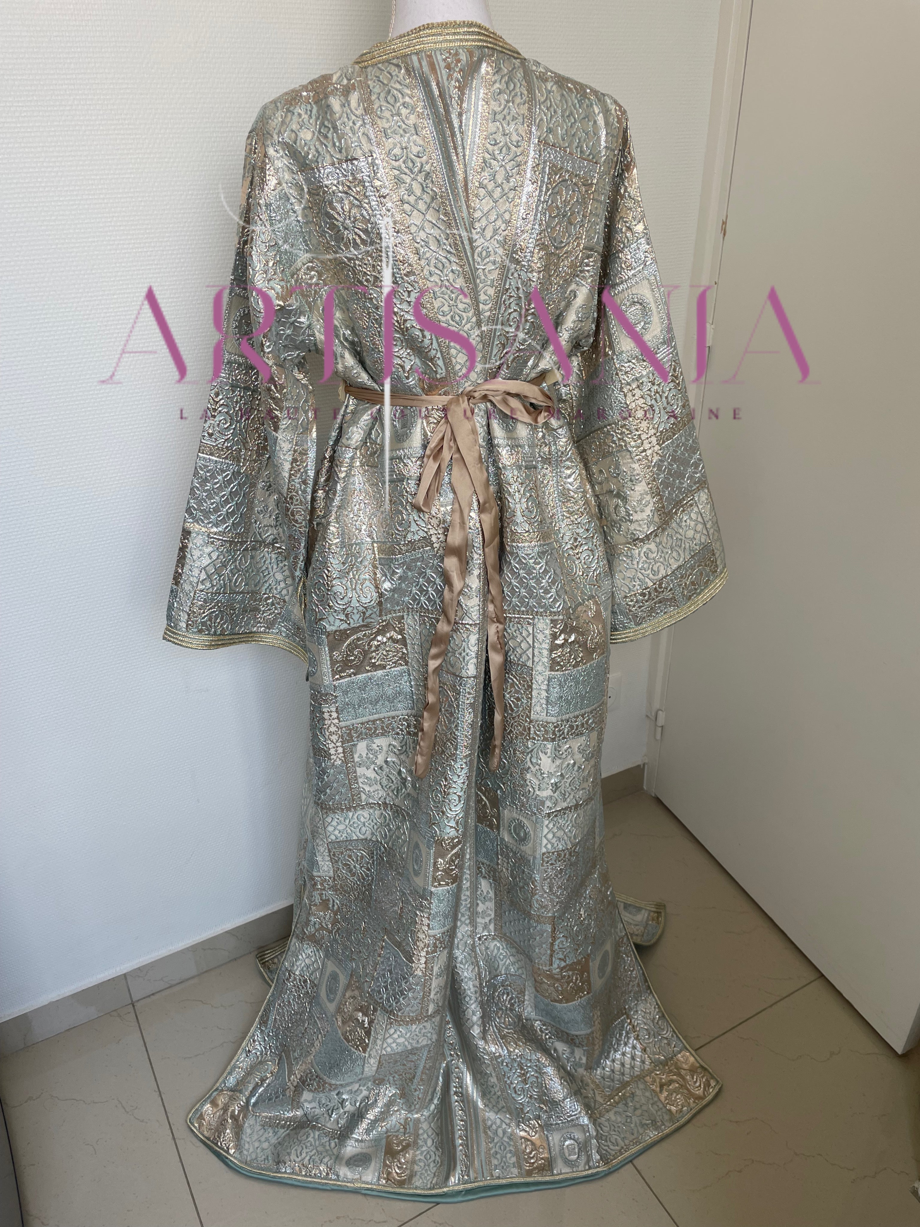Caftan marocain tissu brocard - modèle Yasmine