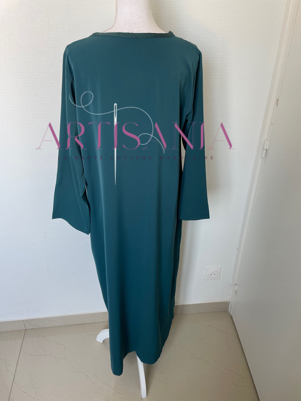 Jellaba marocaine deux pièces couleur unie - modèle Inaya