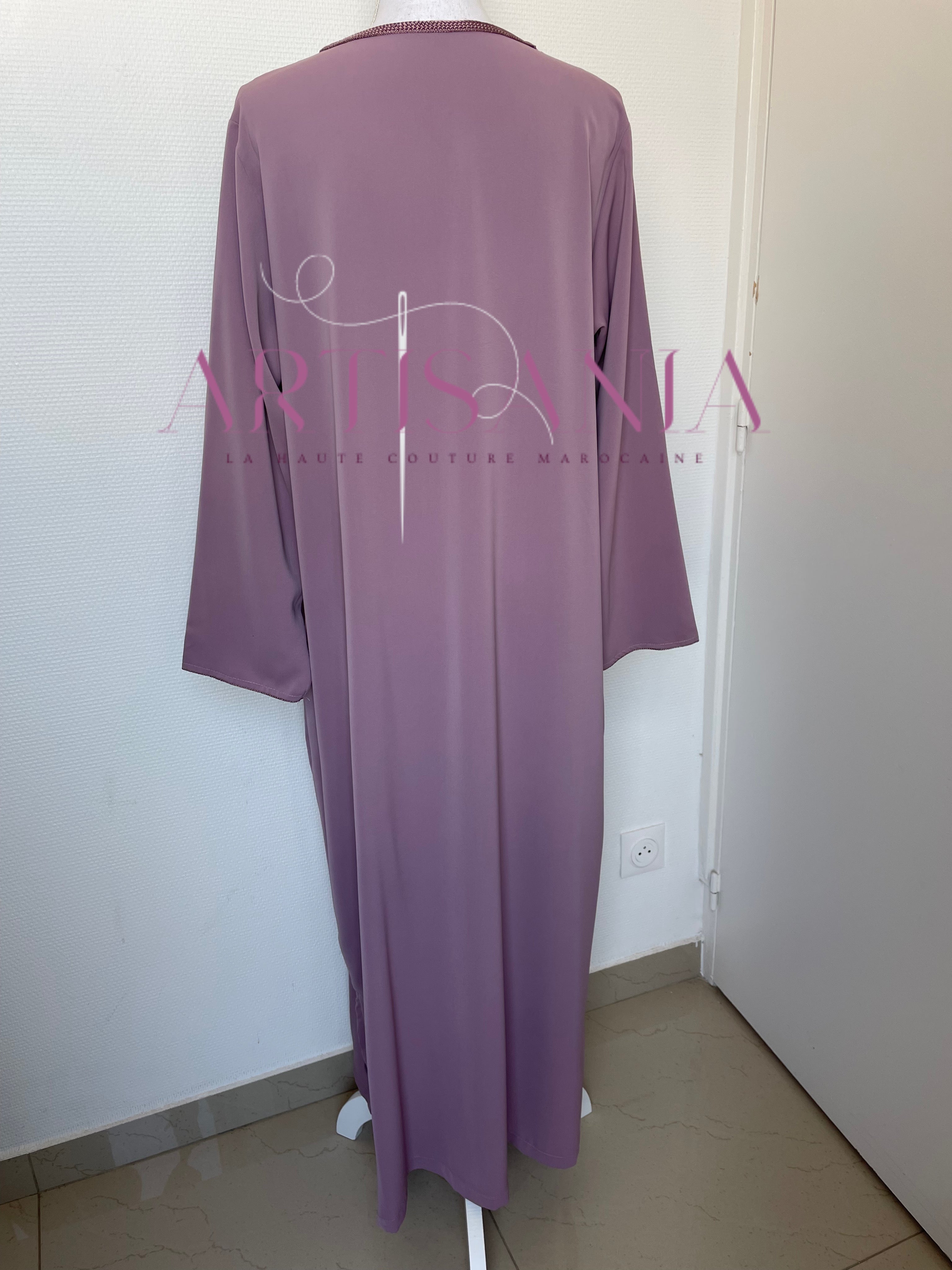 Jellaba marocaine deux pièces couleur unie - modèle Inaya