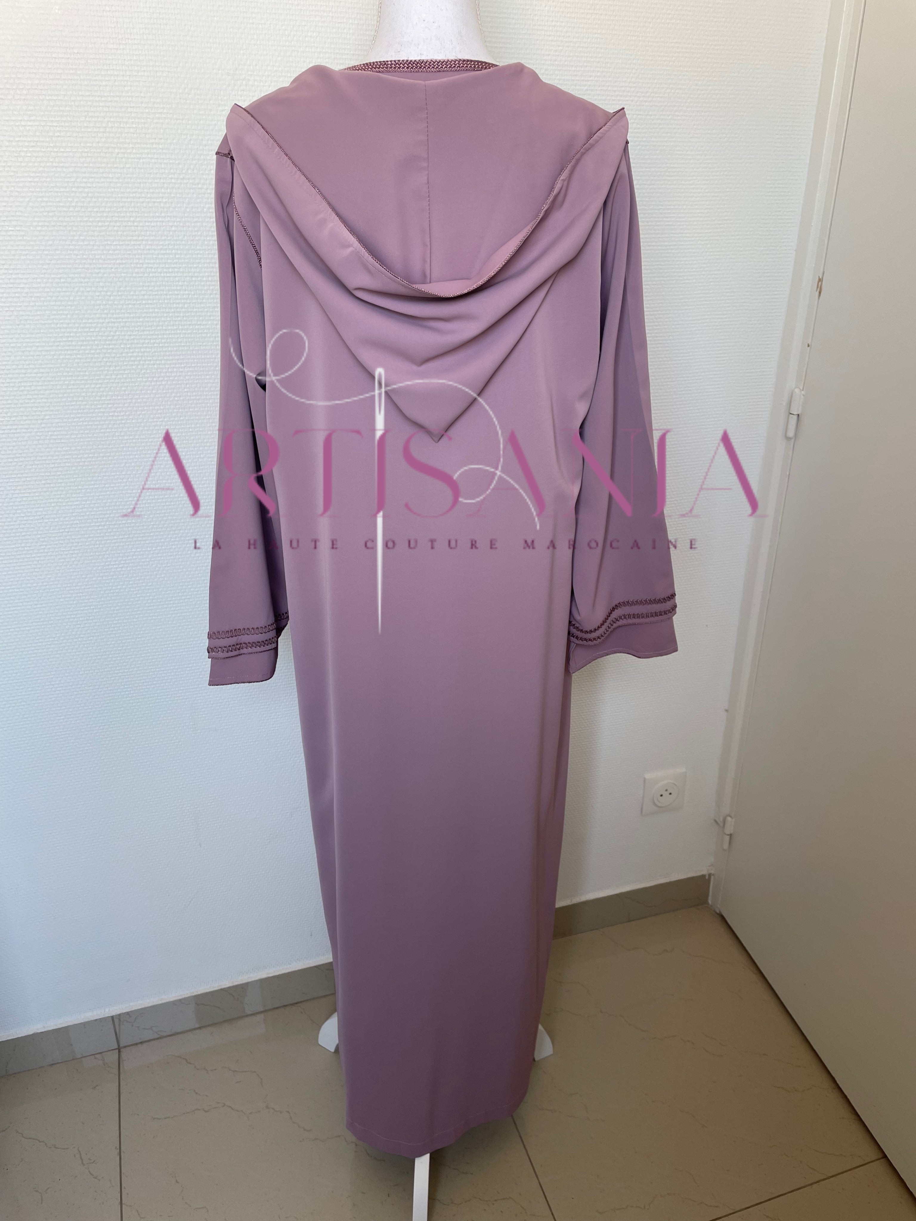 Jellaba marocaine deux pièces couleur unie - modèle Inaya