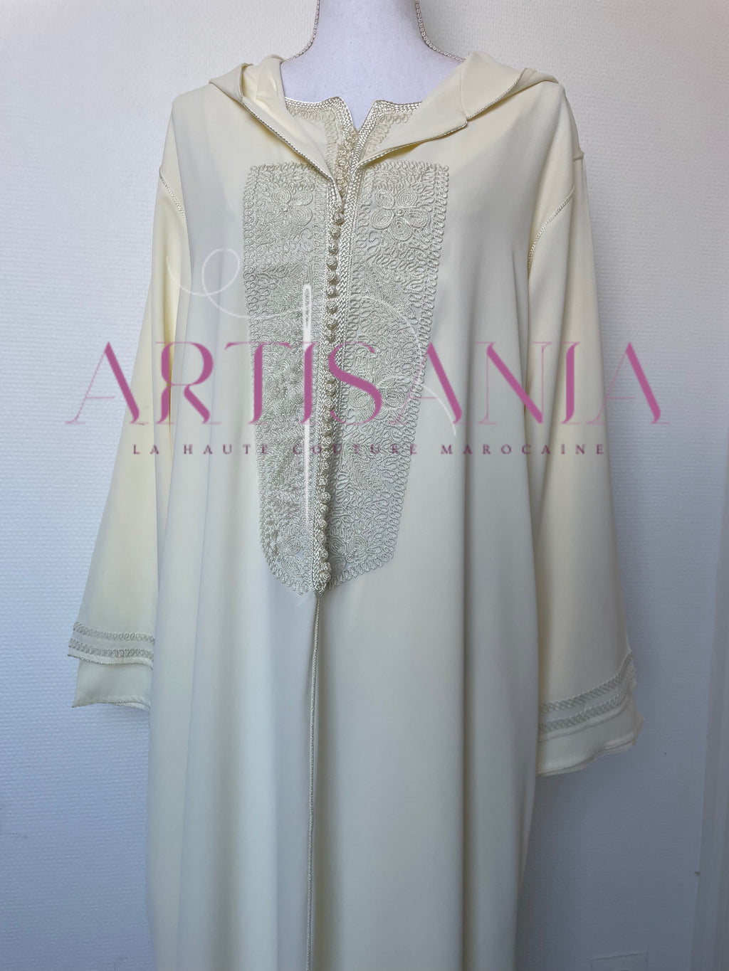 Jellaba marocaine deux pièces couleur unie - modèle Inaya