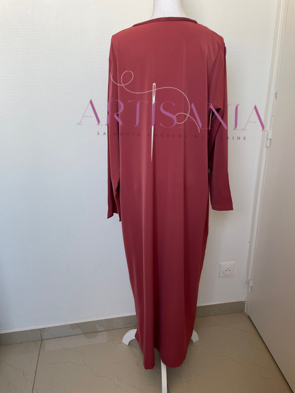 Jellaba marocaine deux pièces couleur unie - modèle Inaya