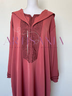 Jellaba marocaine deux pièces couleur unie - modèle Inaya