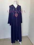 Jellaba marocaine une pièce capuche brodée - modèle Meliya