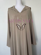 Jellaba marocaine une pièce capuche brodée - modèle Meliya