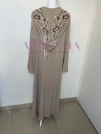 Jellaba marocaine une pièce capuche brodée - modèle Meliya