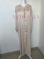 Jellaba deux pièces beige tissu kamkha - modèle Albana