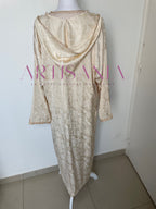 Jellaba deux pièces beige tissu kamkha - modèle Albana