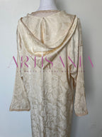 Jellaba deux pièces beige tissu kamkha - modèle Albana