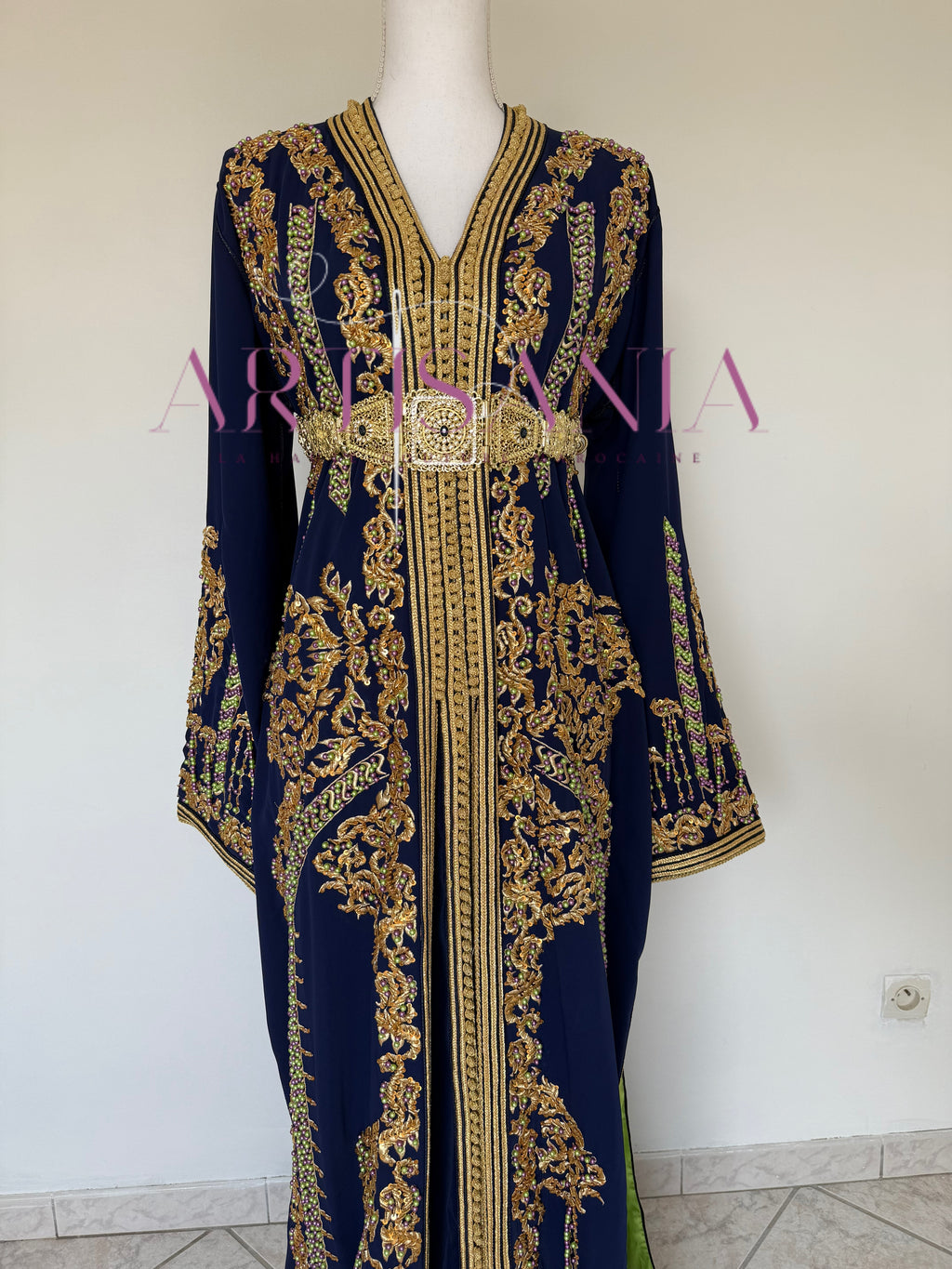 Takchita marocaine bleu marine et doré - modèle Nouhaila 🪡✨