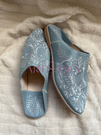 Babouche plate Anissa - bleu clair