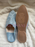 Babouche plate Anissa - bleu clair