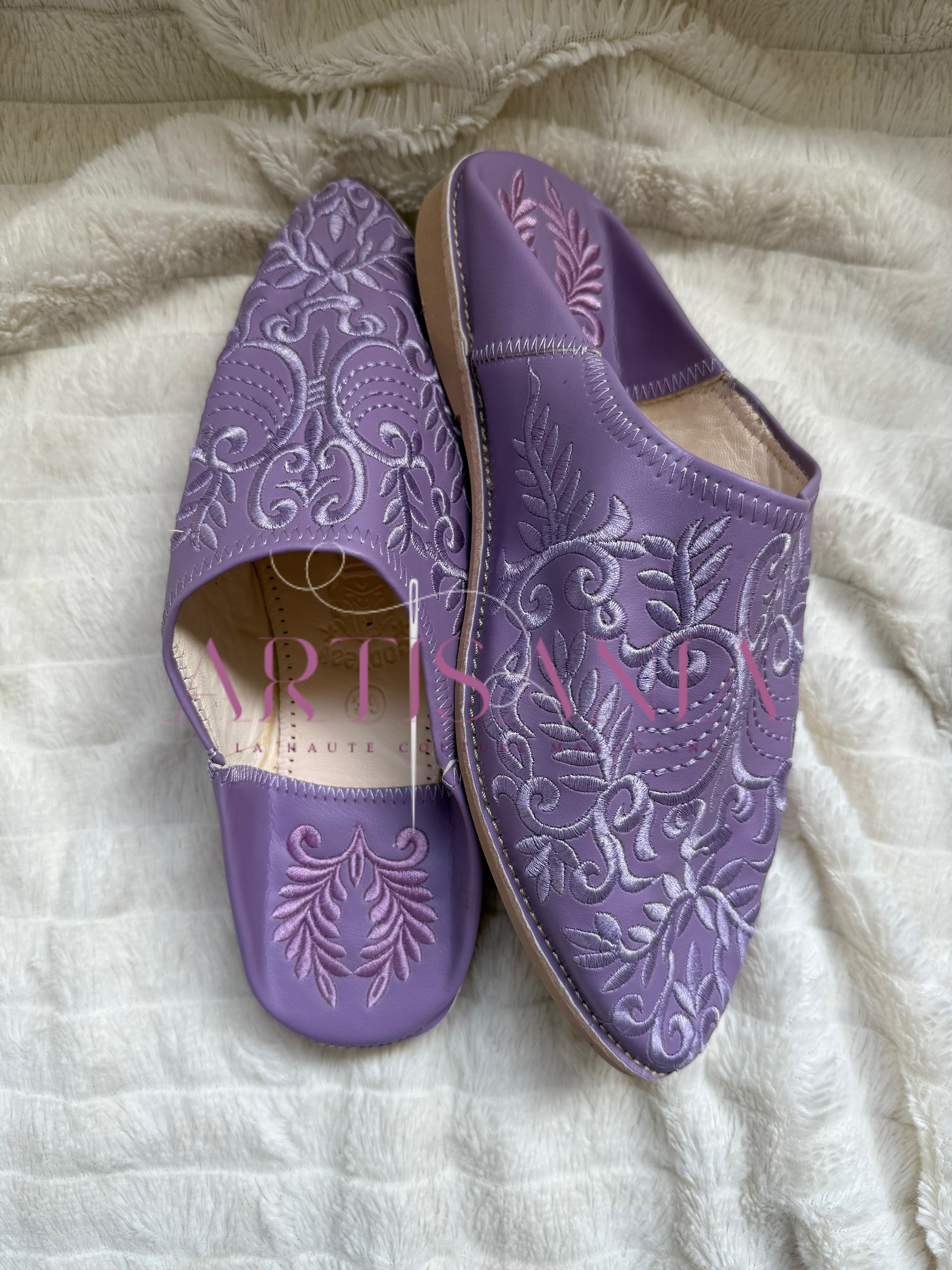 Babouche plates Anissa - violet clair