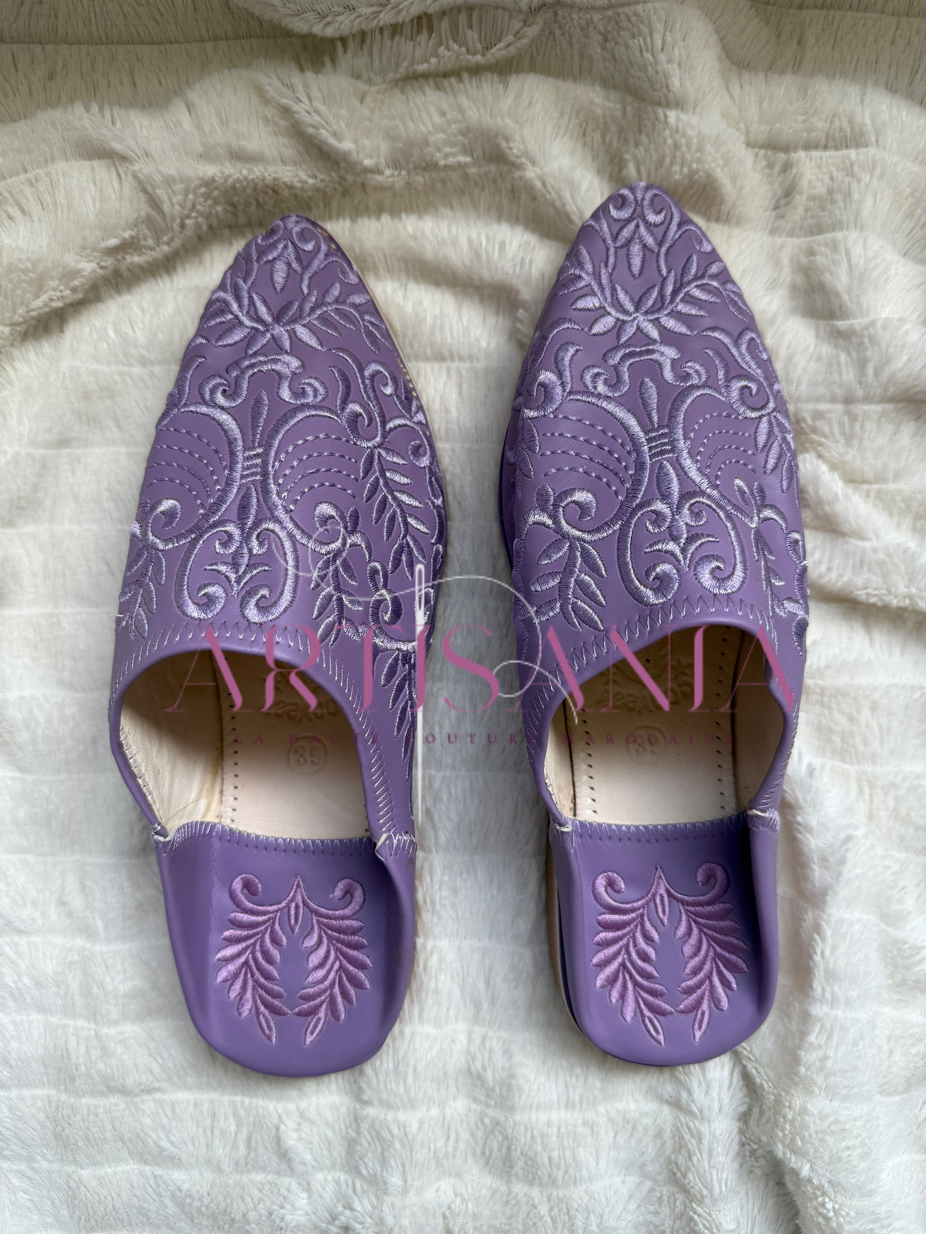 Babouche plates Anissa - violet clair